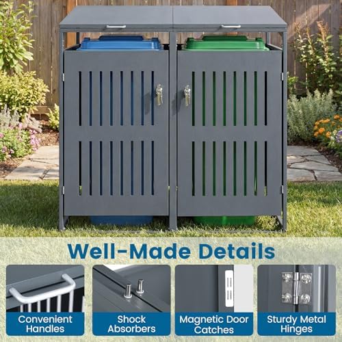 goplus 44 cu.ft outdoor trash can storage, garbage on a desk or shelf
