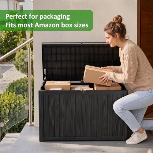 easyup 250gal large outdoor storage box waterproof lockable, front angle view