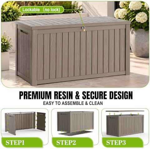 drato 325 gallon outdoor storage box waterproof large, close-up detail