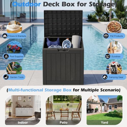 outdoor storage box waterproof, 32 gallon deck box, close-up detail