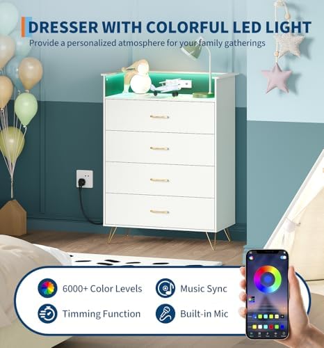 jojoka 4 drawer dresser with rgb led light, package contents