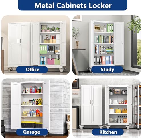 ckzbx metal garage storage cabinet with locking doors, side view
