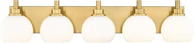 METWET Bathroom Light Fixtures, 5-Light Brushed Gold Bathroom Vanity Lights by Metwet