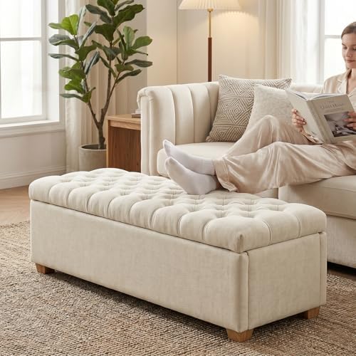 60" storage bench, modern glam chenille ottoman for, package contents