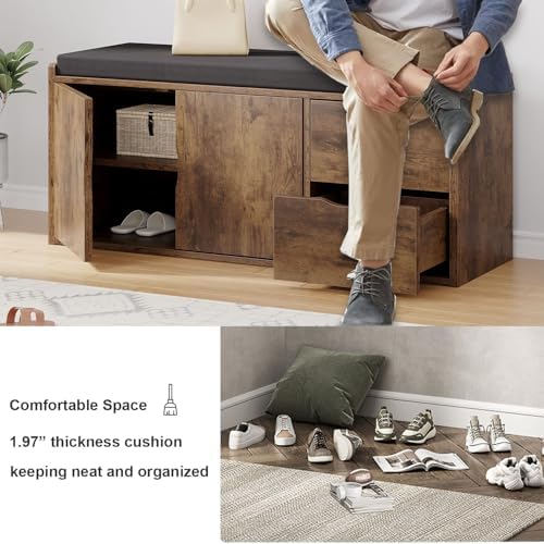 lvb entryway shoe bench, rustic storage bench with, package contents