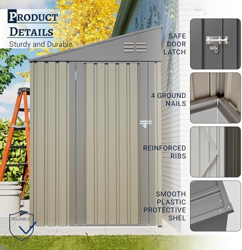 yopto 4x7 ft outdoor storage shed lean to on a desk or shelf