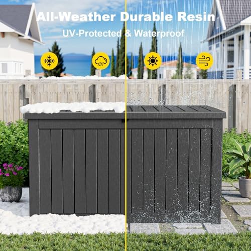 280gal outdoor storage box waterproof lockable deck box, package contents