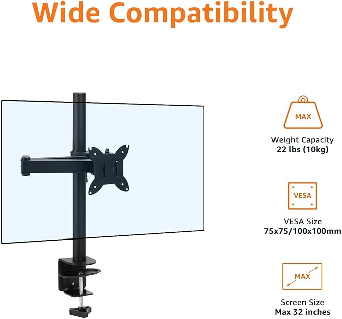 Amazon Basics Adjustable Single Computer Monitor Arm Mount, Holds up to 32" - Image 2