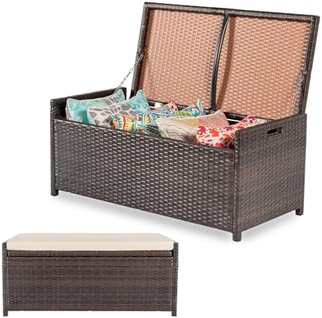 prohiker 2-in-1 wicker deck box bench, all-weather 55, view 9