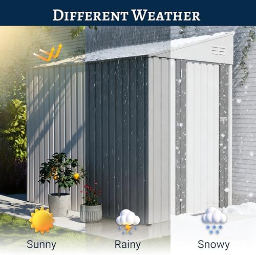 yopto 4x7 ft outdoor storage shed lean to, front angle view