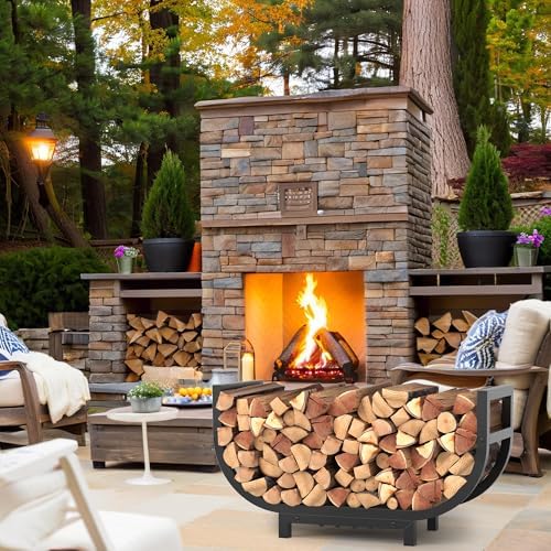 30-inch firewood rack outdoor indoor with log carrier on a desk or shelf