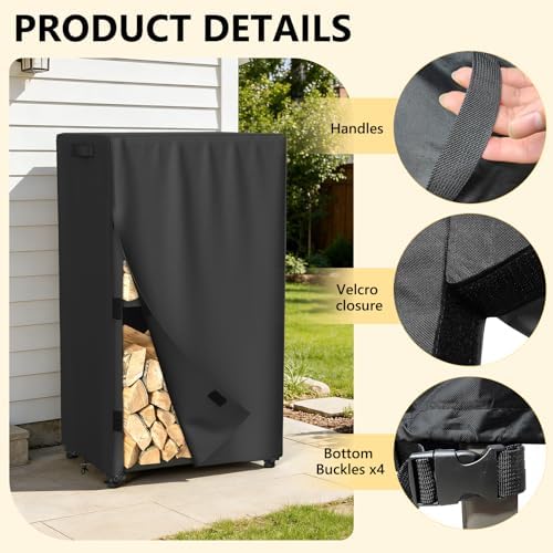akefit 2ft firewood racks cover,heavy duty waterproof outdoor, close-up detail