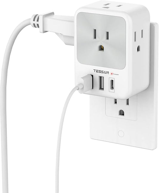 Surge Protector Wall Outlet Extender, TESSAN Multi Plug Outlet Splitter by TESSAN