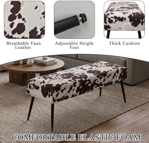 duhome velvet bench ottoman, upholstered bedroom benches cow, package contents