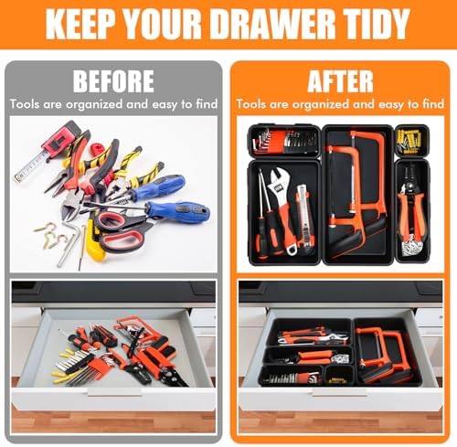 funnymoom 100 pack tool box organizer storage drawer showing dimensions