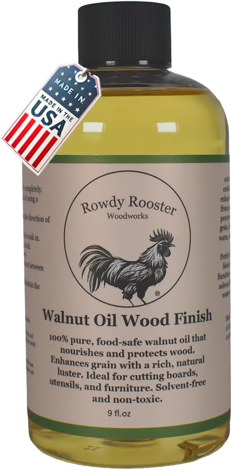 Refined Walnut Oil for Wooden Kitchen Items & Cutting Boards, 9 fl.oz | Premium Wood Finish, Conditioner & Sealer, Food Safe, Long-Lasting, USA Made