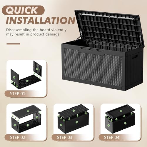 devoko 100 gallon deck box waterproof outdoor storage, side view