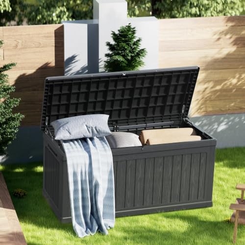 320 gallon waterproof outdoor storage box, lockable patio, view 9