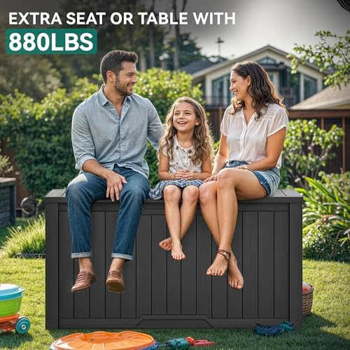yitahome xxl 240 gallon large outdoor storage deck showing dimensions