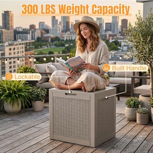 outdoor storage box, 42 gallon waterproof resin patio, package contents