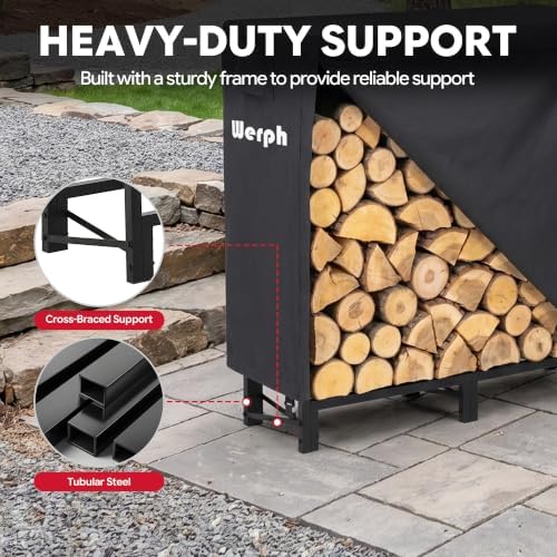 werph 4ft firewood rack outdoor, heavy duty firewood showing dimensions