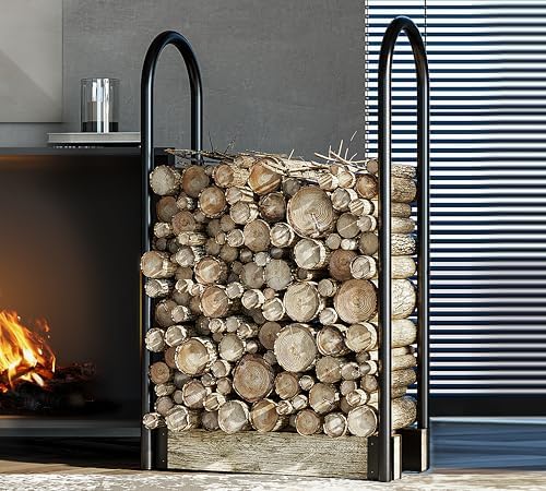 fire beauty adjustable firewood rack, indoor outdoor log on a desk or shelf