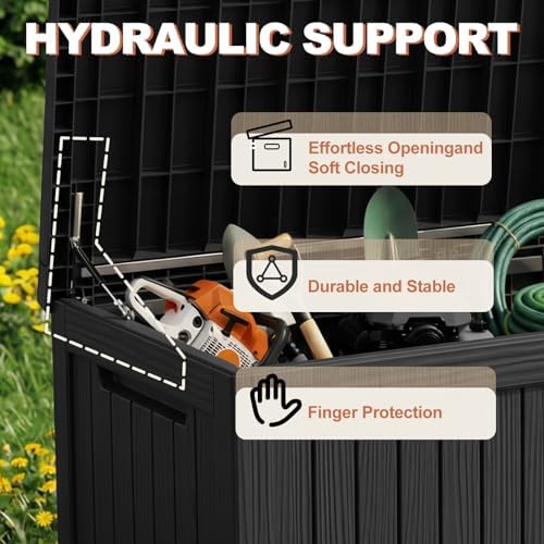 efu outdoor storage box 260 gallon deck box showing dimensions