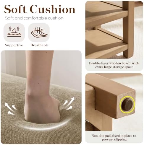 zihanhome 2 tier shoe rack bench with cushion on a desk or shelf