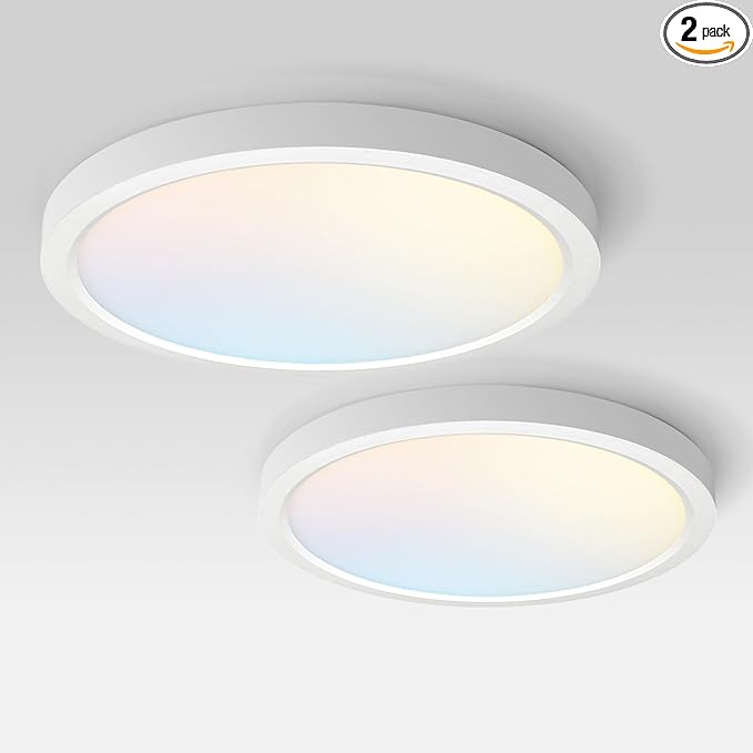 ASD LED 18" Round Flush Mount Ceiling Light Fixture, Low Profile Surface by ASDLightingCorporation