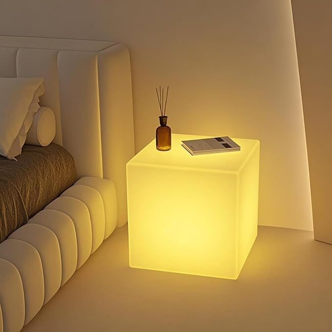 Mr.Go 15-Inch LED Cube Chair, 16 Dimmable RGB Colors Cube Seat w/Remote by MRGO