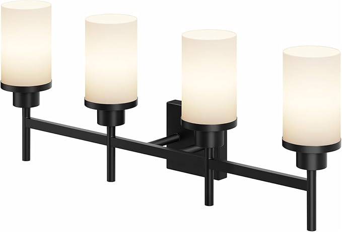 AONEON Wall Light Fixtures 4-Light Over Mirror, Matte Black Vanity Lights by AONEON