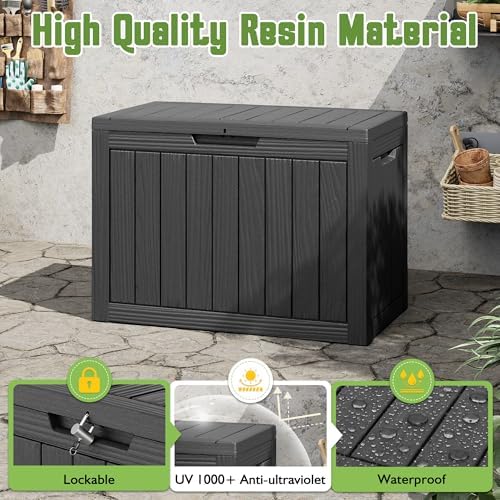 outdoor storage waterproof deck box for patio (50 shown in use