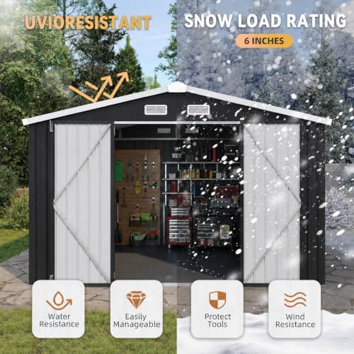 aoxun 10x12ft shed with floor galvanized steel outdoor, close-up detail