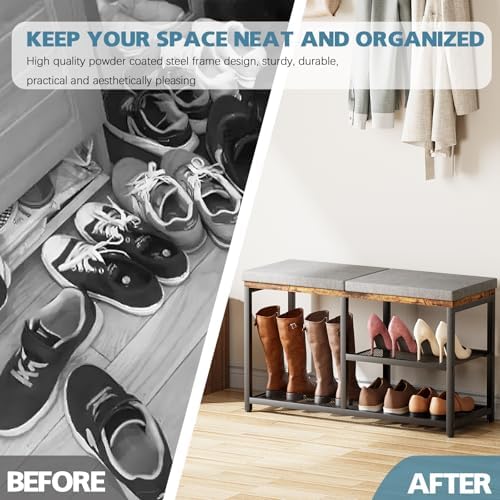 shoe rack for entryway, freestanding hidden shoe storage on a desk or shelf