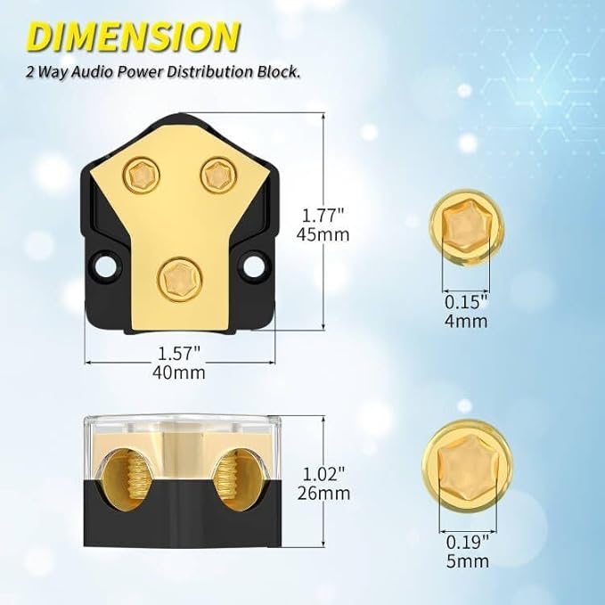 Joinfworld 12V Power Distribution Block Car Audio 2 Way Ground Distribution - Image 2