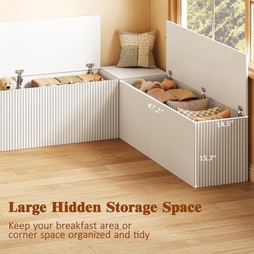 breakfast nook bench, l shaped storage bench with, close-up detail