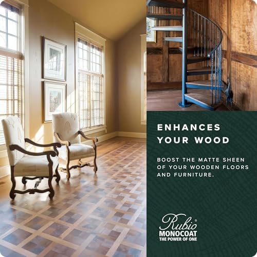 Rubio Monocoat Universal Maintenance Oil, 1,000 ft² - Pure | Satin Sheen Enhancement & Protection for Indoor Wood Floor & Wooden Furniture Surfaces Treated with Oil Plus 2C | 0.5 Liter