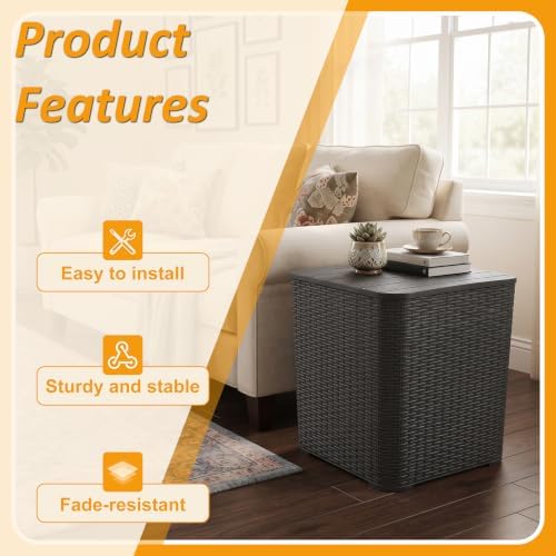 patiozen 20 gallon outdoor storage deck box, black, side view
