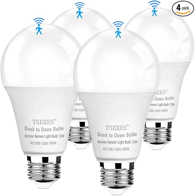 TSEXES 12W Motion Sensor Light Bulbs, 5000K Daylight, Motion Activated Light by SuperBrightLEDCornLightBulb