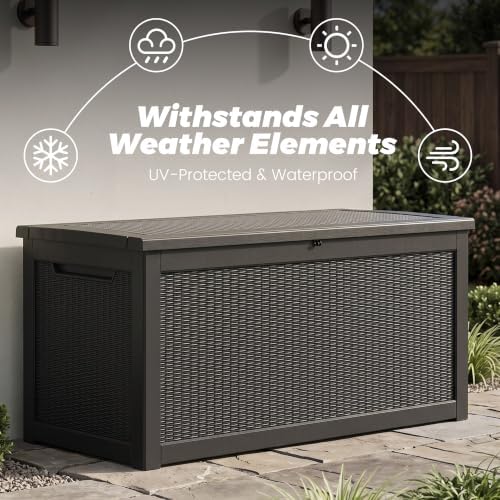 380 gallon outdoor deck box, lockable waterproof outdoor, view 9