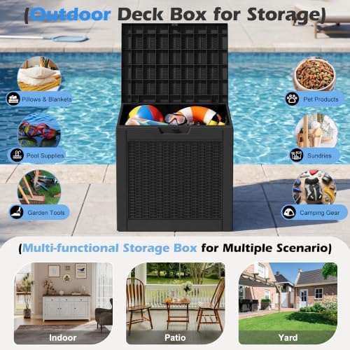 outdoor storage box waterproof, 32 gallon deck box, close-up detail