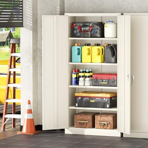 intergreat metal garage storage cabinet with lock, 72", front angle view