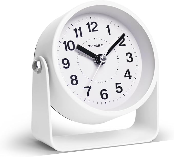 TIMESS Analog Alarm Clock, Silent Non-Ticking Quartz Movement, Battery-Operated by TIMESS