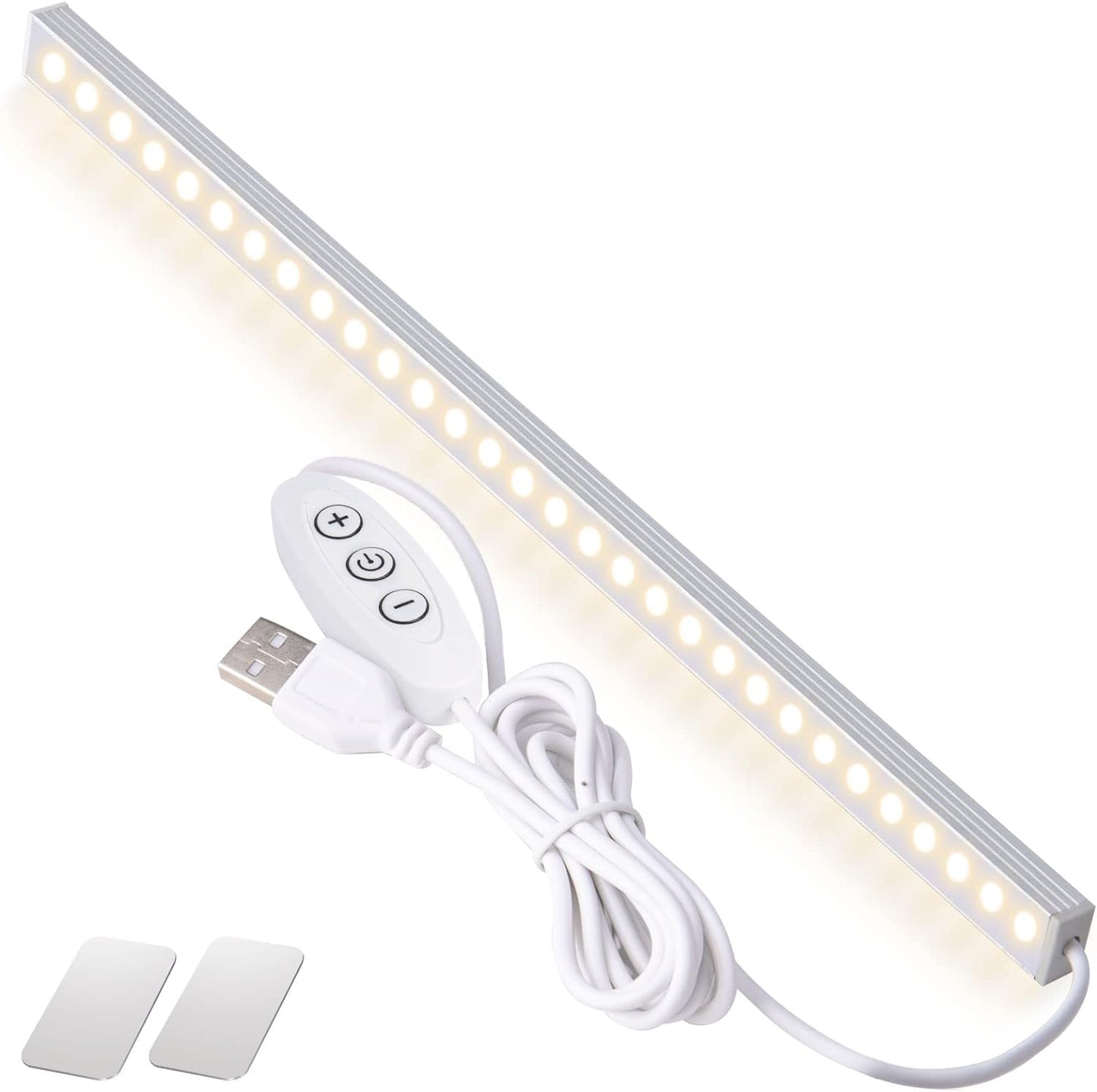 DWEPTU USB Powered Under Cabinet Lighting, 12" Tool-Free Mount Dimmable LED Strip for Pantry & Workspace
