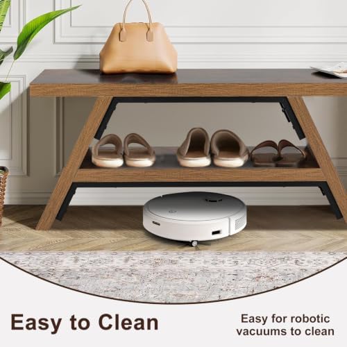 2-tier shoe storage bench, 40" solid wood entryway showing dimensions
