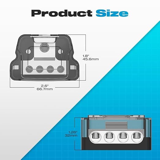 Distribution Block Car Audio, Malictele 4 Way 1x0/2/4 Gauge In 4x4/8 Gauge Out - Image 2