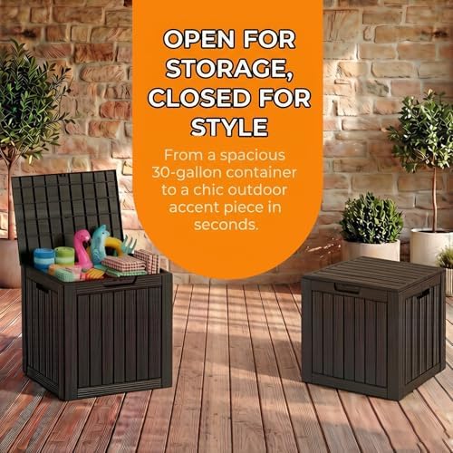 outdoor storage box resin deck box waterproof black, view 9