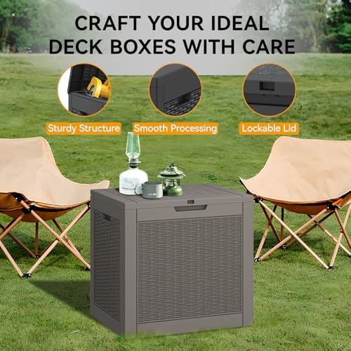 kamaboko 31 gallon outdoor storage box waterproof deck showing dimensions