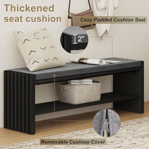 bon augure entryway shoe bench with storage &, close-up detail