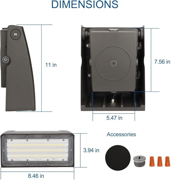 DAKASON 60W LED Wall Pack, Dusk-to-Dawn Photocell, Adjustable Head, Full - Image 6